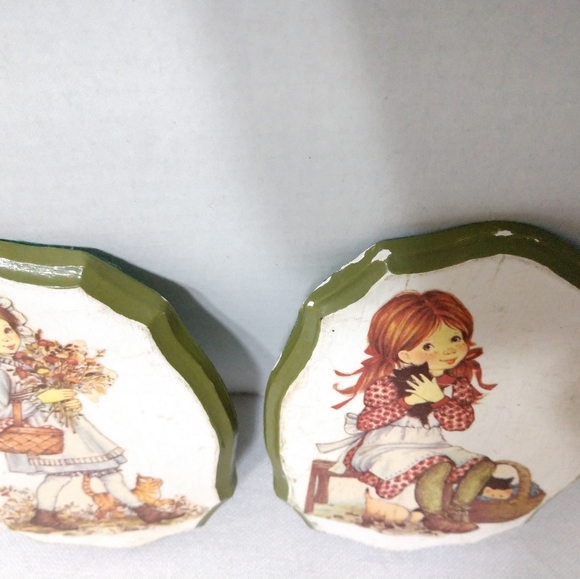 Cute " Holly Hobbie " Girls Flowers Cat Vintage Kitsch Decoupage Plaster Plaques - Picture 6 of 8